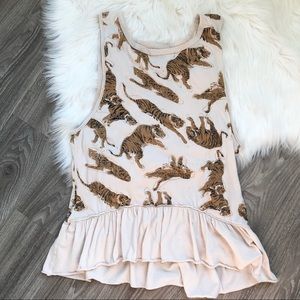 Chaser Cheetah Graphic Peplum Tank Top